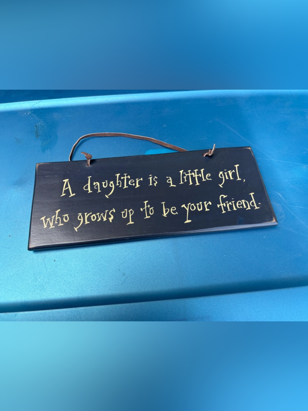Source Unknown Black Plaque with Cream Lettering